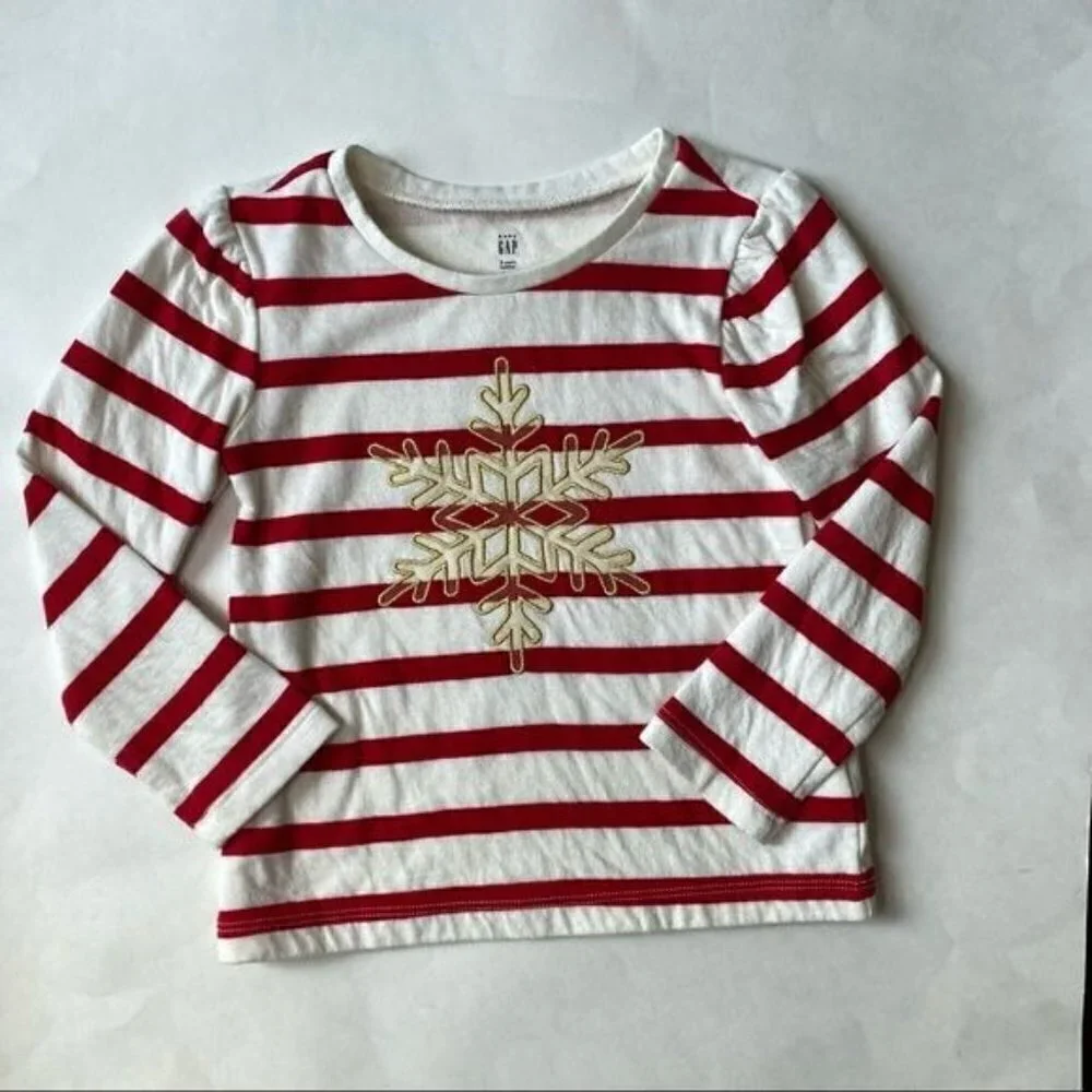 Gap Snowflake Striped Long Sleeve Top 3